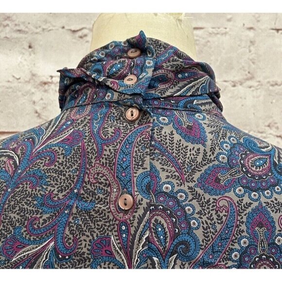 VTG Country Sophisticates by Pendleton Blue Gray Paisley Blouse Size 14 NOS - Picture 4 of 5